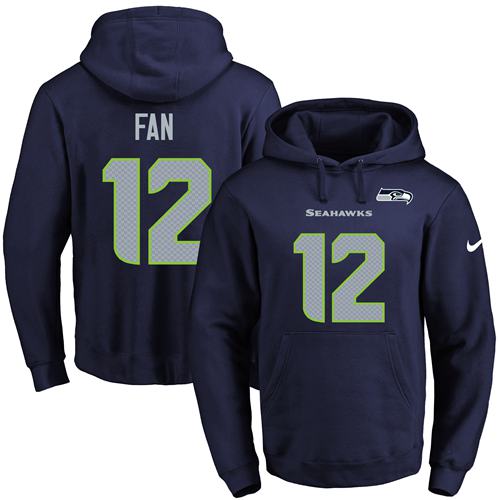 Nike Seahawks #12 Fan Navy Blue Name & Number Pullover NFL Hoodie - Click Image to Close